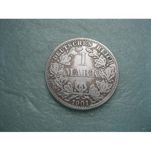 Германская империя 1 марка 1901 г. Монетный двор .А .Серебро .Оригинал.Хороший сохран.(2)