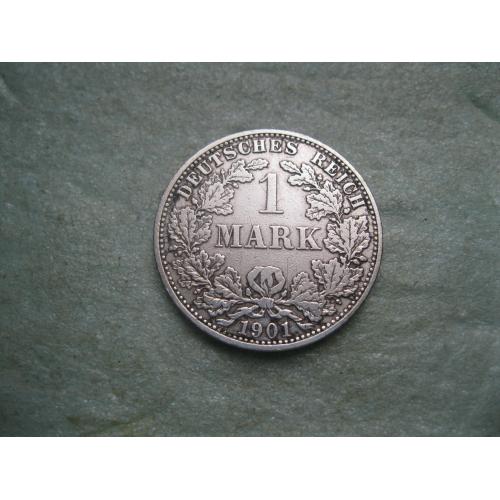Германская империя 1 марка 1901 г. Монетный двор А . Серебро. Оригинал .Отличный сохран.