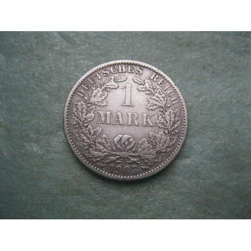 Германская империя 1 марка 1903 г. Монетный двор А. Серебро.Оригинал.Хороший сохран.