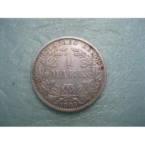 Германская империя 1 марка 1903 г. Монетный двор А . Серебро. Оригинал .Неплохой сохран.