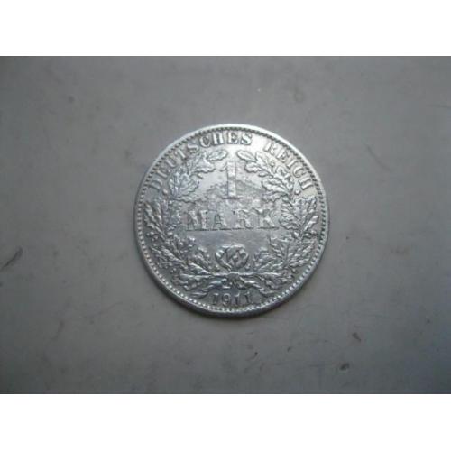 Германская империя 1 марка 1907 г. Монетный двор А. Серебро. Оригинал. Неплохой сохран.(1)
