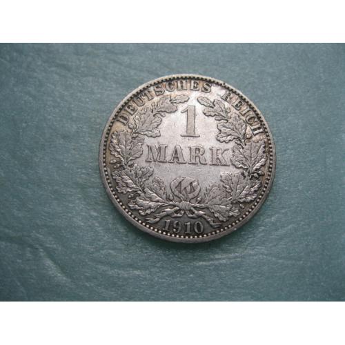 Германская империя 1 марка 1910 г. Монетный двор .А .Серебро .Оригинал. Отличный сохран. XF -UNC !