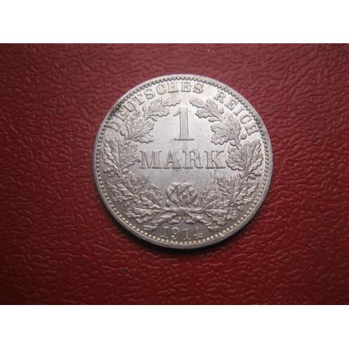 Германская империя 1 марка 1914 г. Монетный двор А .Серебро .Оригинал... UNC.(2 )