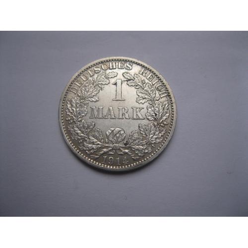 Германская империя 1 марка 1914 г. Монетный двор А. Серебро.Оригинал.XF-UNC.(1)