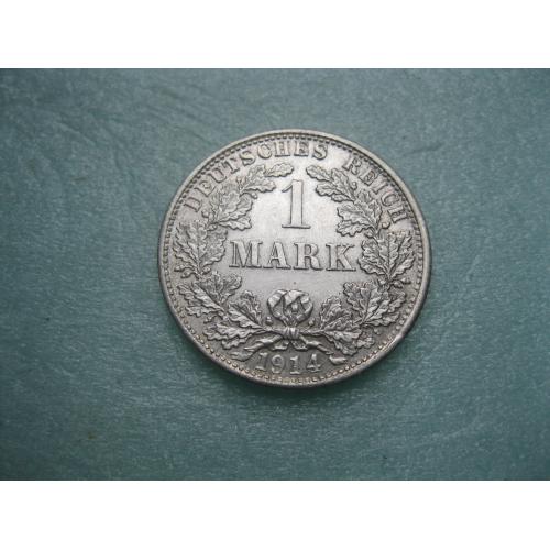 Германская империя 1 марка 1914 г. Монетный двор F .Серебро .Оригинал. Отличный сохран..аUNC