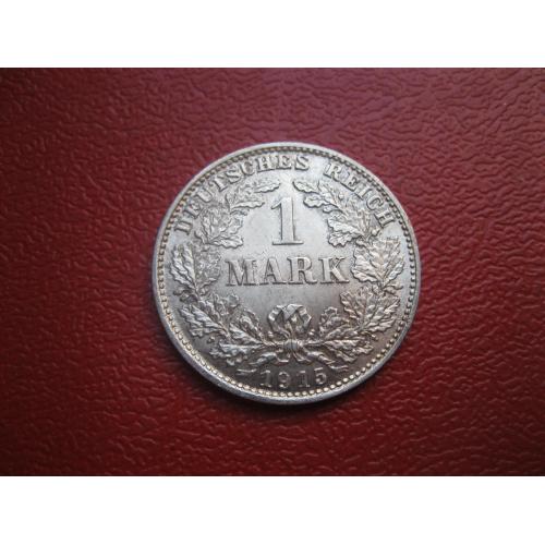Германская империя 1 марка 1915 г. Монетный двор D.. Серебро.Оригинал.аUNC