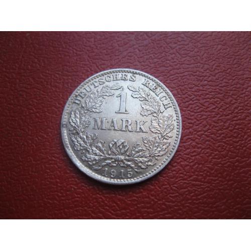 Германская империя 1 марка 1915 г. Монетный двор D. Серебро .Оригинал. Отличный сохран. XF -UNC