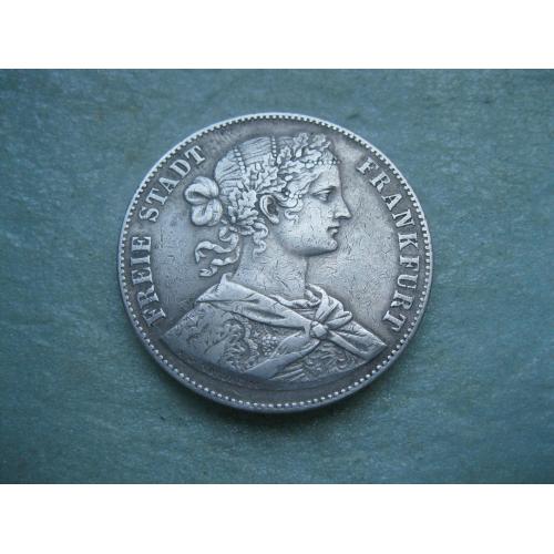 Германская империя ,Франкфурт 1 союзный талер, 1860 г.. Серебро. Оригинал. Сохран.
