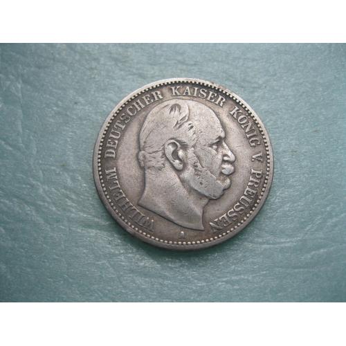 Германская империя .Пруссия 2 марки 1876 A Вильгельм I .Оригинал..Серебро.