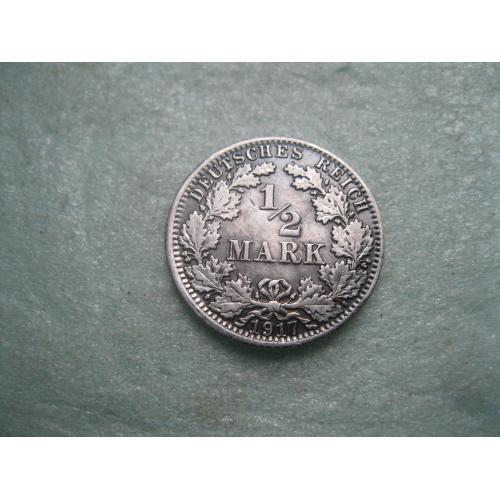 Німеччина 1/2 марки 1917 А Срібло.Оригинал.