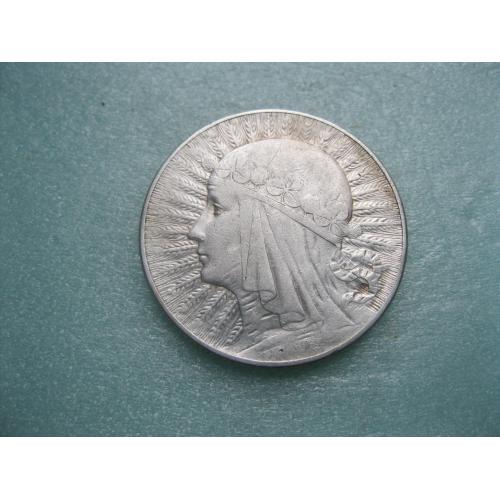 Польша 5 злотых 1933 г. "Голова Полонии" .Серебро. Оригинал..Сохран!