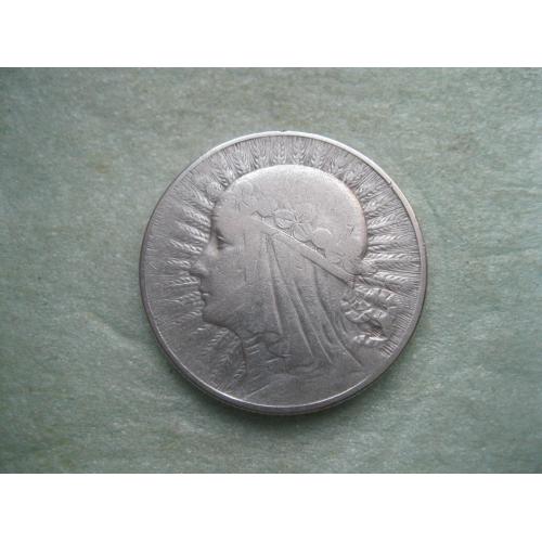 Польша 5 злотых 1933 г. "Голова Полонии" .Серебро. Оригинал.