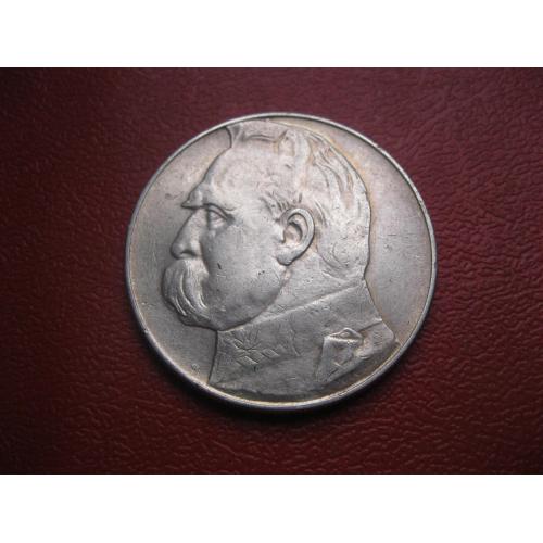 Польща. 10 злотих. 1936 рік. "Юзеф Пілсудський (JÓZEF PIŁSUDSKI)". Срібло. Оригинал.