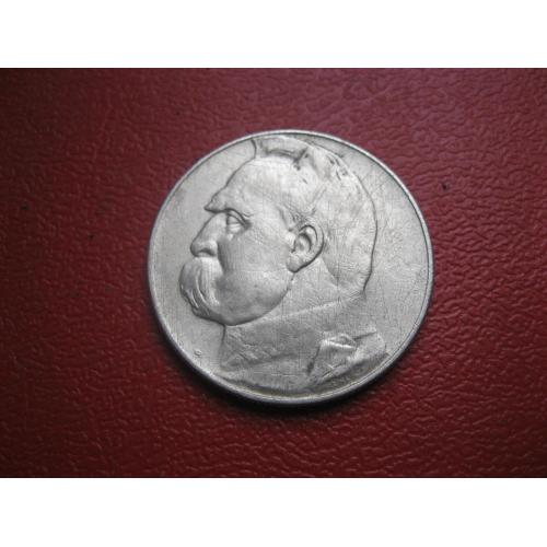 Польща. 5 злотих. 1935 рік. "Юзеф Пілсудський (JÓZEF PIŁSUDSKI)". Срібло. Оригинал. Сохран