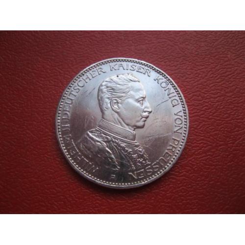 Пруссия 3 марки 1914 года А Вильгельм II. Серебро. . Оригинал.(4)