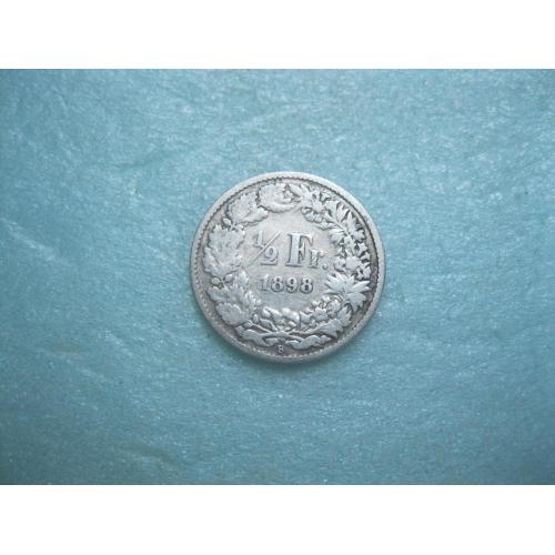 Швейцария, 1/2 серебряного франка 1898 г. Серебро 0.835.Оригинал
