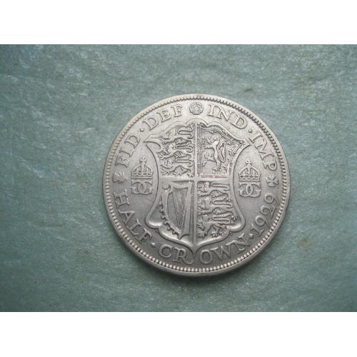 Великобритания. 1/2 кроны 1929 г. Серебро. Оригинал. Отличный сохран !