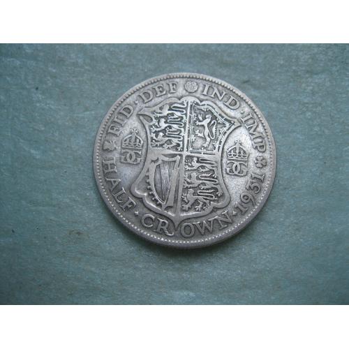 Великобритания. 1/2 кроны 1931 г. Серебро. Оригинал. Отличный сохран !(3)