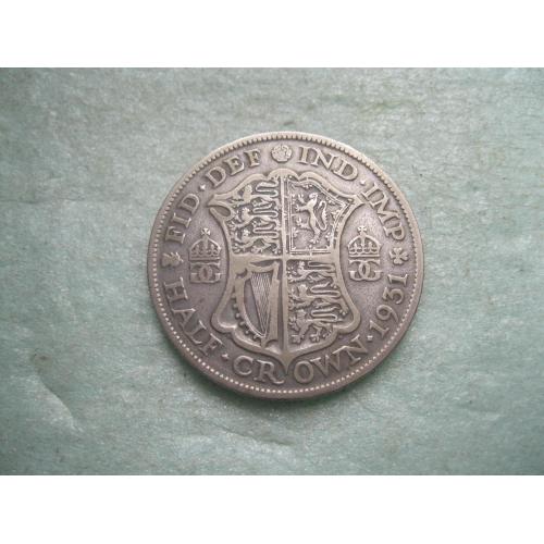 Великобритания. 1/2 кроны 1931 г. Серебро. Оригинал. Отличный сохран !
