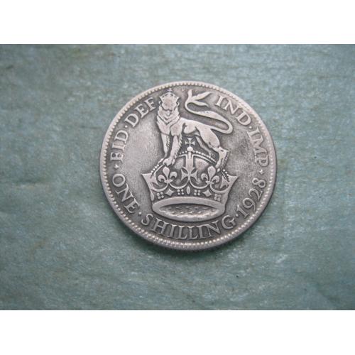 Великобритания. 1 шиллинг 1928 г. Серебро .Оригинал. Неплохой сохран (2)