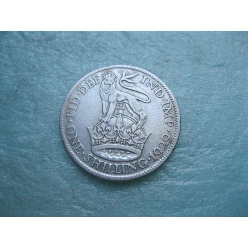 Великобритания. 1 шиллинг 1929 г. Серебро .Оригинал . Отличный сохран !