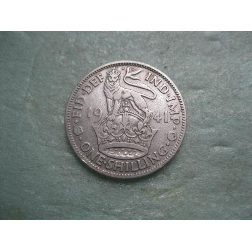 Великобритания. 1 шиллинг 1941 г. Серебро .Оригинал . Состояние..