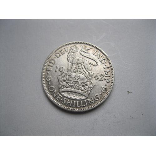Великобритания 1 шиллинг 1942 г. Георг VI. (Английский тип).Серебро 500.Состояние !.