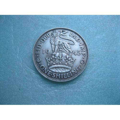 Великобритания. 1 шиллинг 1945 г. Серебро .Оригинал . Отличный сохран ! (2)