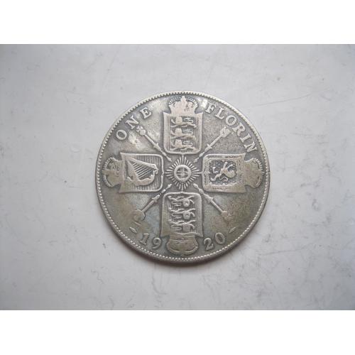 Великобритания 2 шиллинга (флорин) 1920 г. Георг V. Серебро 500 .Оригинал. Нечастый