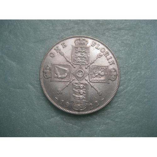Великобритания 2 шиллинга (флорин) 1922 г. Георг V. Серебро 500 .Оригинал. Сос                      