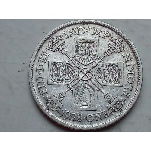 Великобритания 2 шиллинга (флорин) 1928 г. Георг V. Серебро 500 .Оригинал