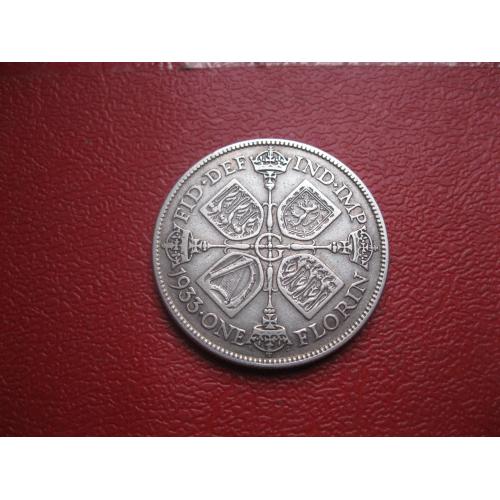 Великобритания 2 шиллинга (флорин) 1933 г. Георг V. Серебро 500 .Оригинал. Отличный сох             