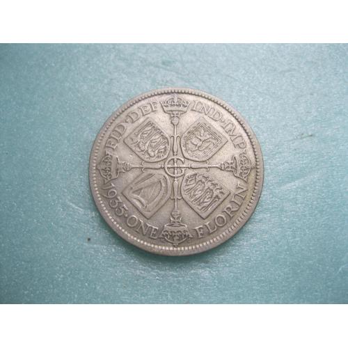 Великобритания 2 шиллинга (флорин) 1935 г. Георг V. Серебро 500 .Оригинал. Отличный сохран !      