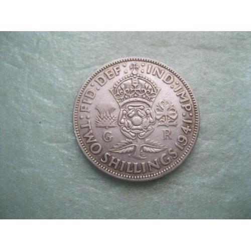 Великобритания 2 шиллинга (флорин) 1941 г. Георг VI. Серебро 500 .Оригинал. (1)