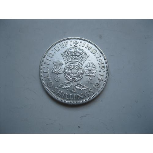 Великобритания 2 шиллинга (флорин) 1941 г. Георг VI. Серебро 500 .Оригинал. Сохран.XF-UNC