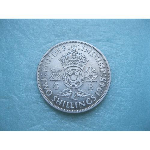 Великобритания 2 шиллинга (флорин) 1945 г. Георг VI. Серебро 500 .Оригинал.