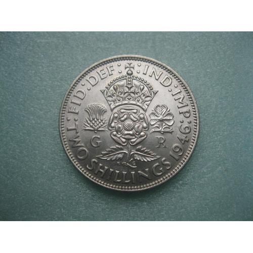 Великобритания 2 шиллинга (флорин) 1946 г. Георг VI. Серебро 500 .Оригинал..аUNC,