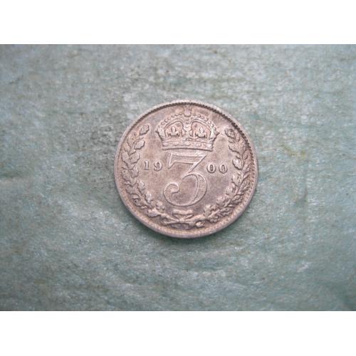 Великобритания 3 пенса, 1900 г. Королева Виктория (1838 - 1901) Состояние.