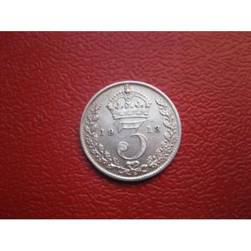 Великобритания. 3 пенса 1913 г. Георг V. Серебро 0.9250 .Оригинал. Сохран.