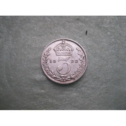 Великобритания. 3 пенса 1922 г. Георг V. Серебро 0.500 .Оригинал. Сохран.(2)