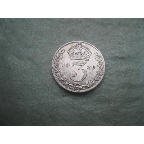 Великобритания. 3 пенса 1926 г. Георг V. Серебро 0.500 .Оригинал.