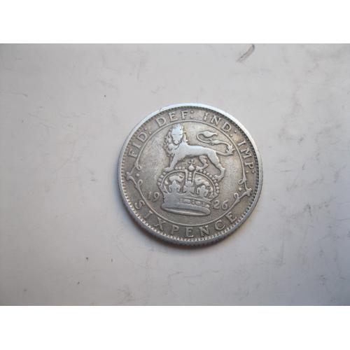 Великобритания. 6 пенсов 1926 г. Георг V. Серебро 500 .Оригинал. Сохран.