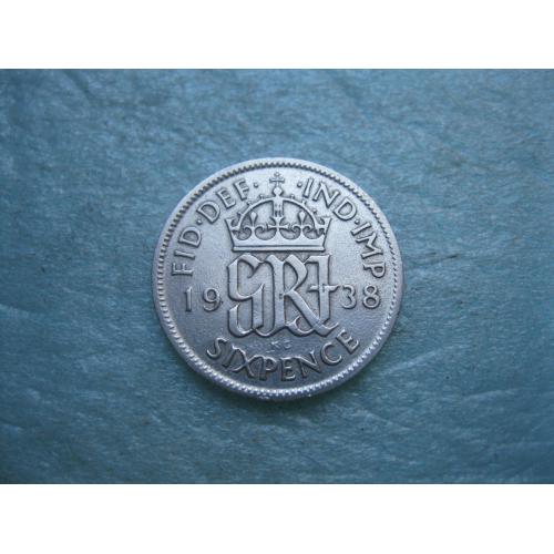 Великобритания. 6 пенсов 1938 г.Серебро ..Оригинал. Состояние.(1)