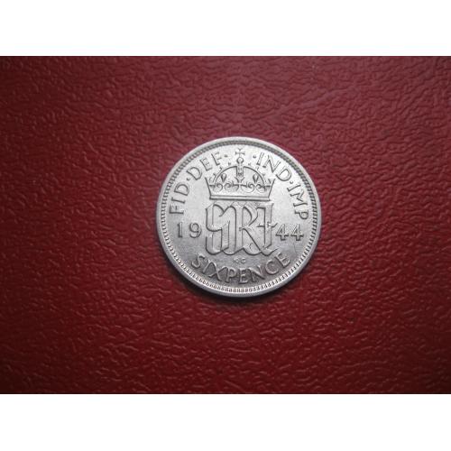 Великобритания. 6 пенсов 1944 г.Серебро ..Оригинал. Состояние.(2)