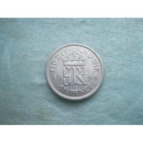 Великобритания. 6 пенсов 1944 г.Серебро ..Оригинал. Состояние !