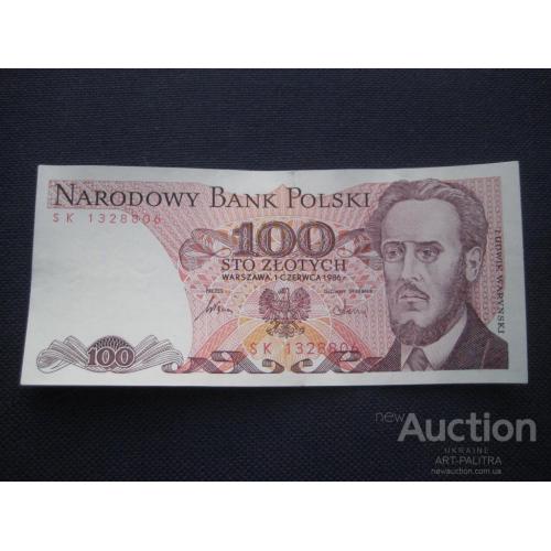 Бона 100 злотых 1986 ПНР Польша (SK 1328806) Размер банкноты: 6,2х13,7см. Оригинал