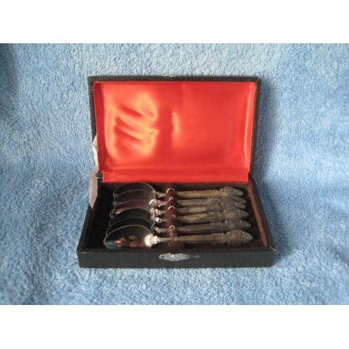 Чайні ложки 6шт. Троянда Київ МНЦ Мельхіор Роза Киев 1970-1980рр. СРСР Довжина-14,1см. Оригінал