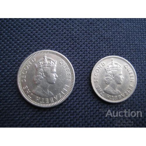Две монеты-одним лотом Малайя и Британское Борнео 5 и 10 центов 1958-1957 d-16,5 и 19,5мм. Оригинал