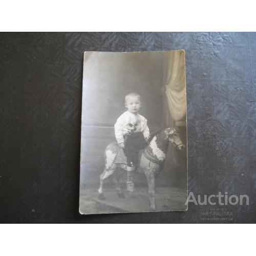 Фото Діти Сорочка Вишиванка Дети Мальчик на лошадке 1920-1930гг. Размер: 13,7х8,9см. Оригинал