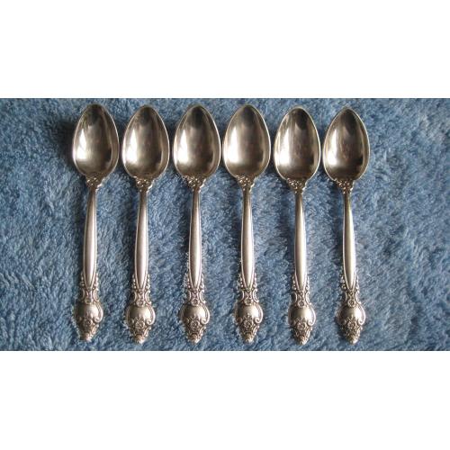 Кавові ложки 6шт. Троянда Київ МНЦ Мельхіор Роза Киев 1970-1980рр. Довжина-11,7см. Оригінал